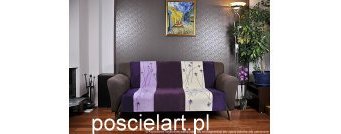 Koc mikrofibra kwiatki fiolet