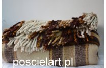 Koc wełna kratka brąz