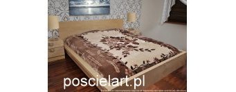 Koc akryl kwiaty beż