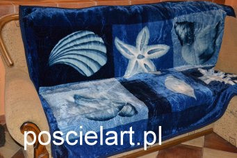 Koc akryl muszle niebieskie